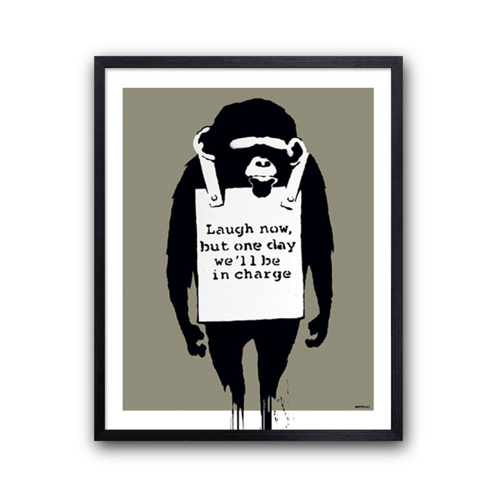 【Raffinart】 アートフレーム バンクシー「Laugh Now」［430mm &times; 530mm］｜Banksy アートポスター フレームセット 絵画 額縁 額装込 インテリア フレーム付き【受注生産品】【発送までに 約7-10営業日】【「Raffinart」以外の商品と同送不可】｜LAIKLE