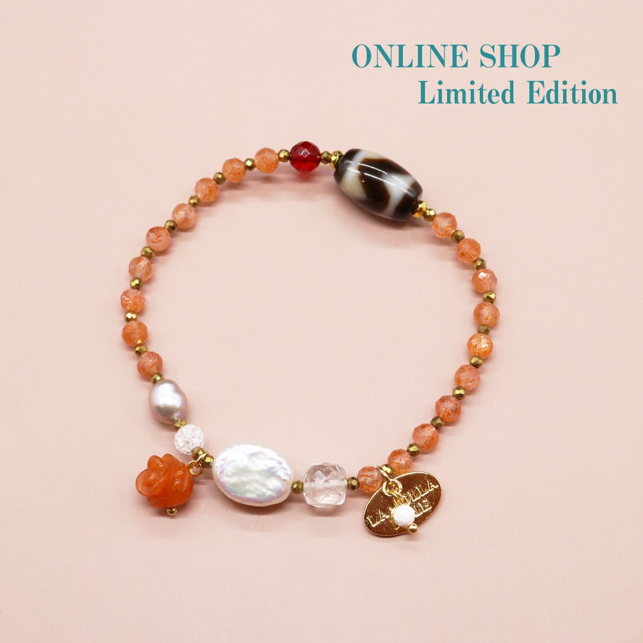 【ONLONE SHOP限定】【Longing for Jaipur】虎牙天珠 オレンジヘマタイト レッドアンバー ブレスレット | 【クーポン配布中】