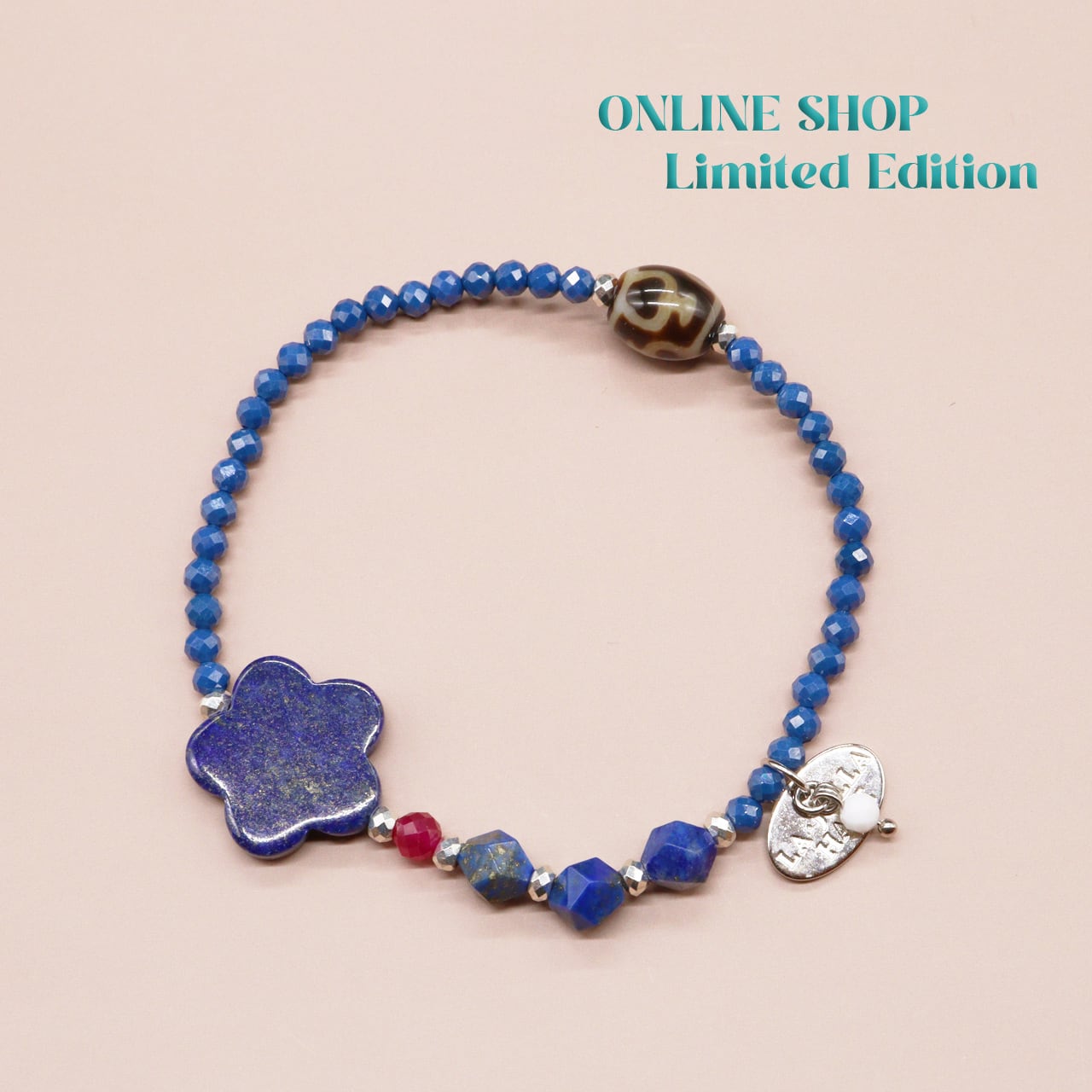 【ONLINE SHOP限定】【Starry Sky Fragment】寶瓶天珠 ラピスラズリ 人工ルビー ジルコニア ブレスレット｜天然石｜一点物｜LA・JOLLA HALE｜LA JOLLA HALE 店