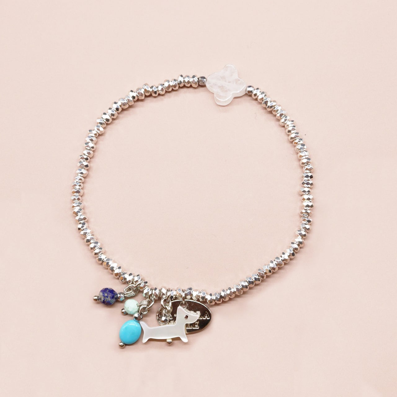 【Be Loved Turquoise】キングマンターコイズ マザーオブパール シルバーヘマタイト ブレスレット | 期間限定クーポン配布中