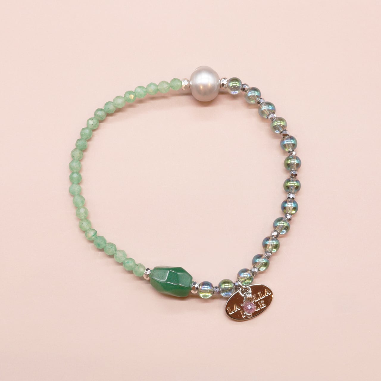 【Longing for Jaipur】グリーンアベンチュリン グリーンアクアオーラ パール ブレスレット|天然石|一点物|LA・JOLLA HALE|LA JOLLA HALE 店