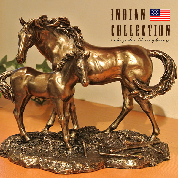 【貨物輸送無料】馬 飾りつけ 馬 北米インディアン 飾りつけ Indian 原住民族 飾りつけ 亜米利加直輸入 コールドキャストブロンズ 差し上げ物 差し上げ物 室内装飾 雑貨 68146