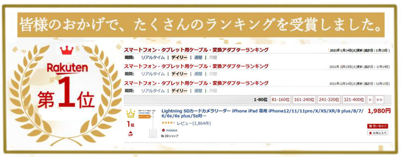 Lightning SDカードカメラリーダー iPhone iPad 専用 iPhone13/13 pro/12/11/11pro/X/XS/XR/8  plus/8/7/7plus/6/6s/6s plus対応 高速な写真転送 iPhone SDカードリーダー | MANNA
