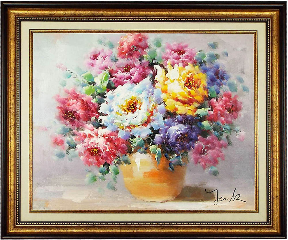 【送料込み】油絵「薔薇」落ち着いた色調の油彩画。お部屋やお店のインテリアに！ d0099-3.jpg