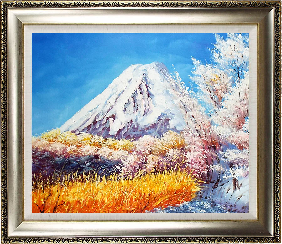 M▽小川久雄 富士山と河口湖 油彩 絵画 額縁 (38205) M▽小川久雄 富士山と河口湖 油彩 絵画 額縁 (38205)