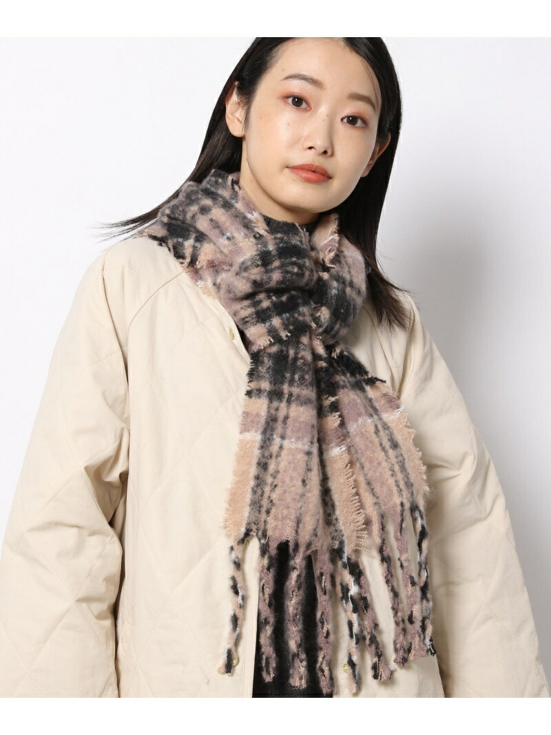 W 起毛チェック柄スリムマフラー ラコレ ファッショングッズ Lakole