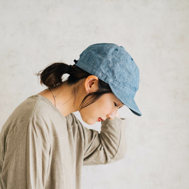 限定製作】 HIGHER ハイヤー CHAMBRAY WORK CAP シャンブレー ワークキャップ メンズ レディース 春 夏 秋 インディゴ 青  ブルー cmdb.md