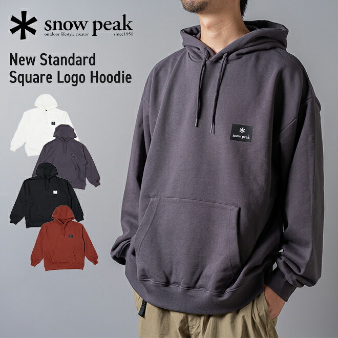snowpeak スノーピーク New Standard Square Logo Hoodie パーカー フーディー 長袖 プリント シンプル コットン メンズ レディース 人気ブランド アウトドア カジュアル｜Nakota