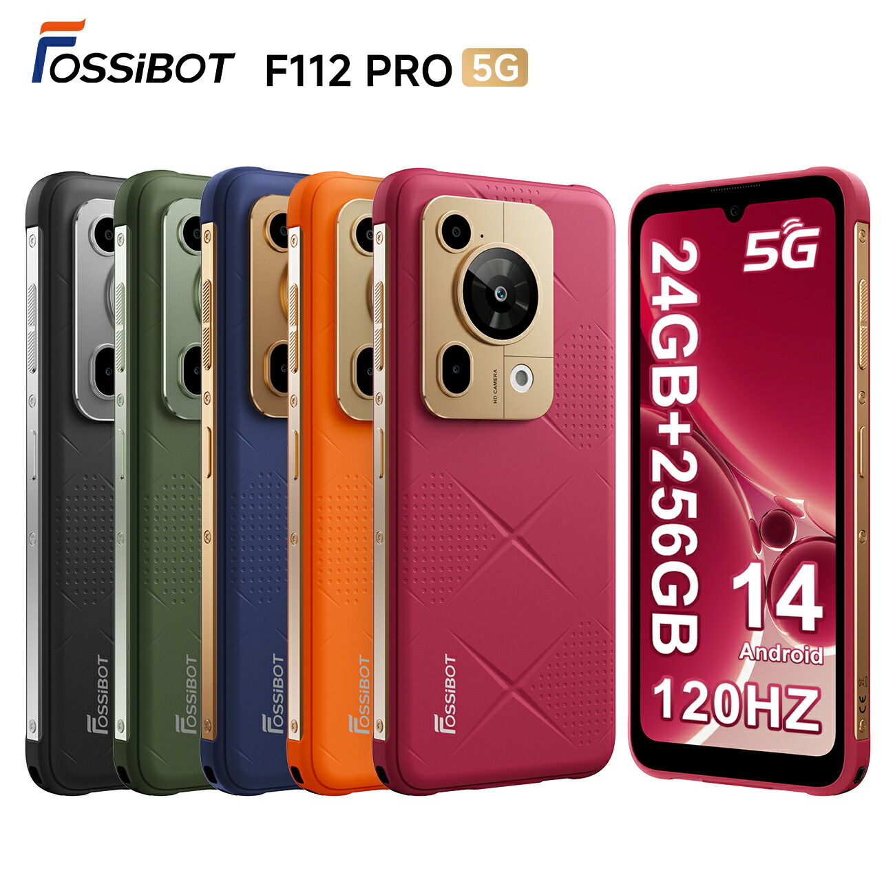 【制限事項クーポン券で33,900円\u0026P5倍！】FOSSiBOT F112Pro 5Gスマホ 本体 大画面6.88in ランダムアクセス記憶装置24GB ロム256GB 大電気容量7150mAh 120サイクル高リフレッシュ単位料金 高性能中央処理装置 5000万絵素 耐衝撃 雨合羽防塵 タフネススマホ Android14 NFC 手っとり早い申し受ける相応う 貨物輸送無料 防災