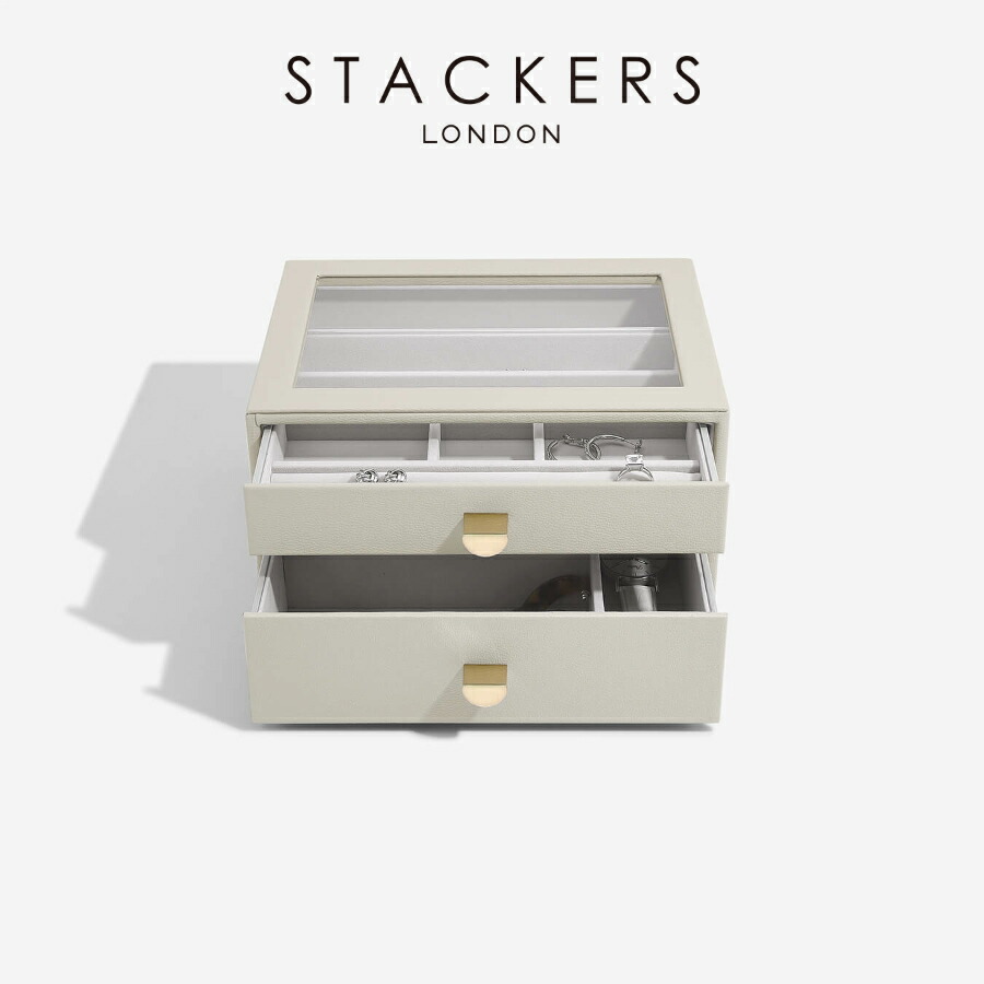 【STACKERS】古典派音楽 ドロワージュエリーボックス 選べる2個書き割り オートミール Oatmeal 抽き出し 硝子 スタッカーズ 英国の首都 連合王国