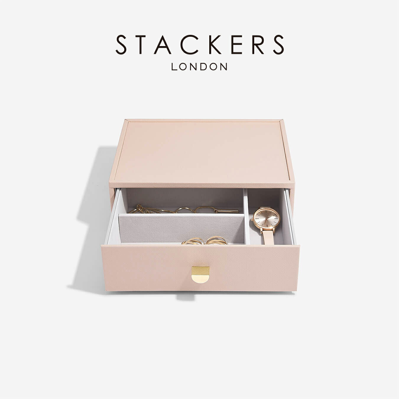 【STACKERS】古典派音楽 ドロワー 宝飾品ボックス席 3sec  毛はらいさくら色 Blush Pink  抽き出し スタッカーズ