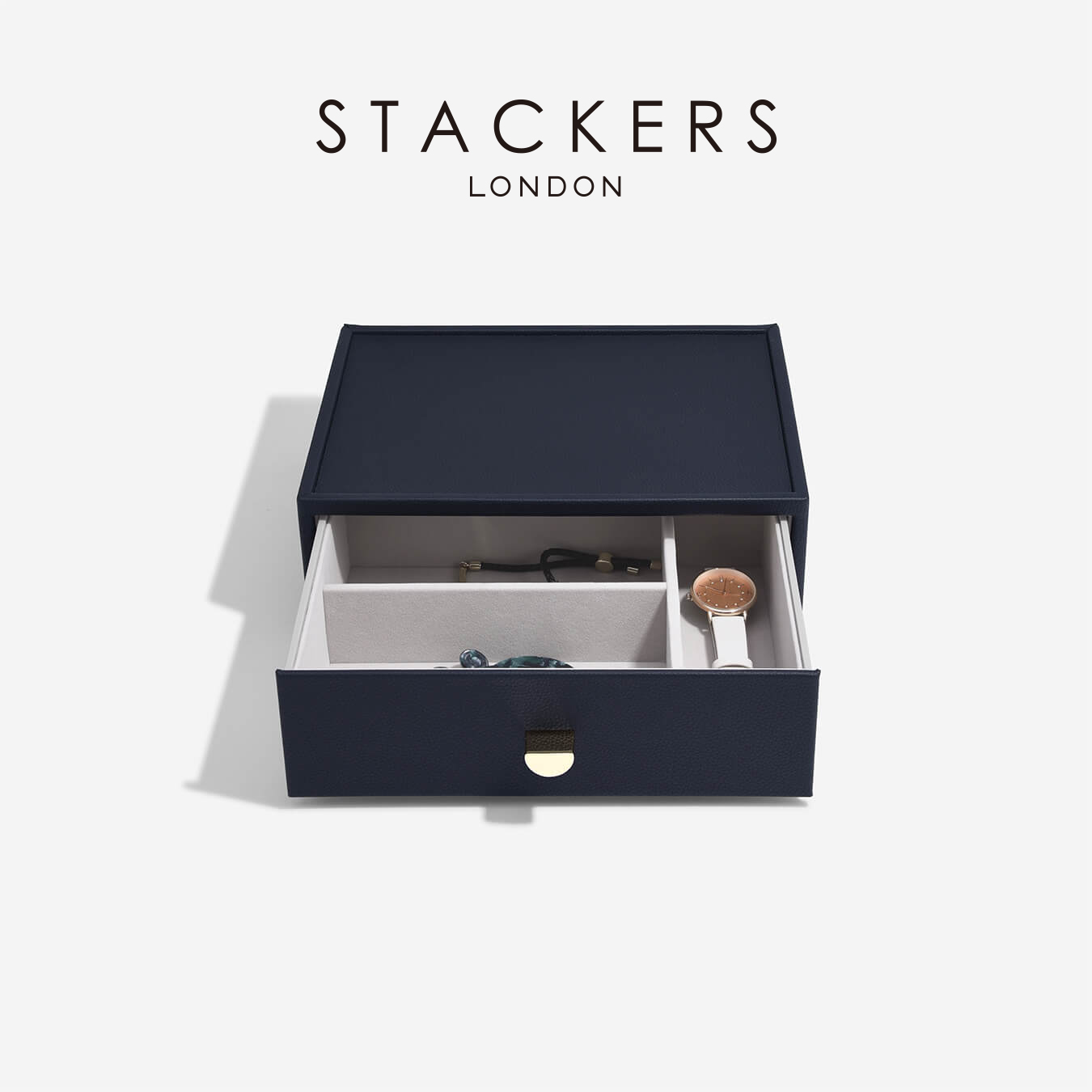 【STACKERS】古典派音楽 ドロワー 宝飾品ボックス席 3sec  ペブルネイビー Navy  抽き出し スタッカーズ