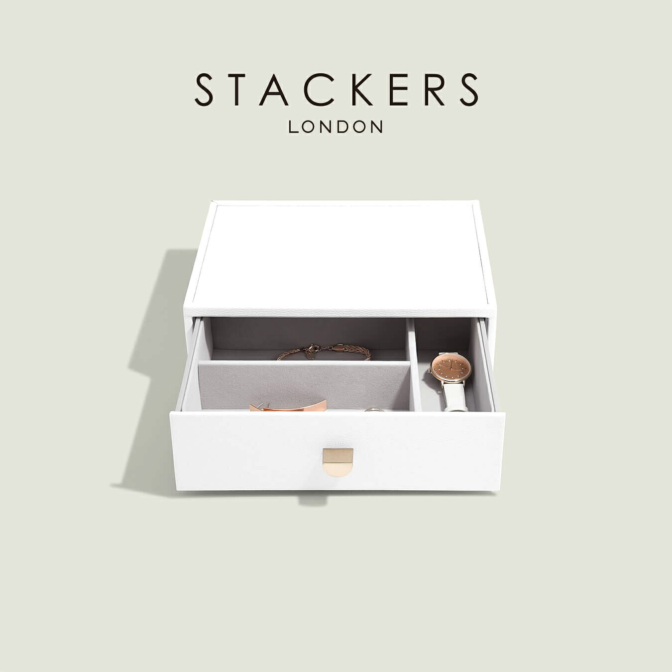 【STACKERS】古典派音楽 ドロワー 宝飾品ボックス席 3sec  ペブル 白いこと White  抽き出し スタッカーズ