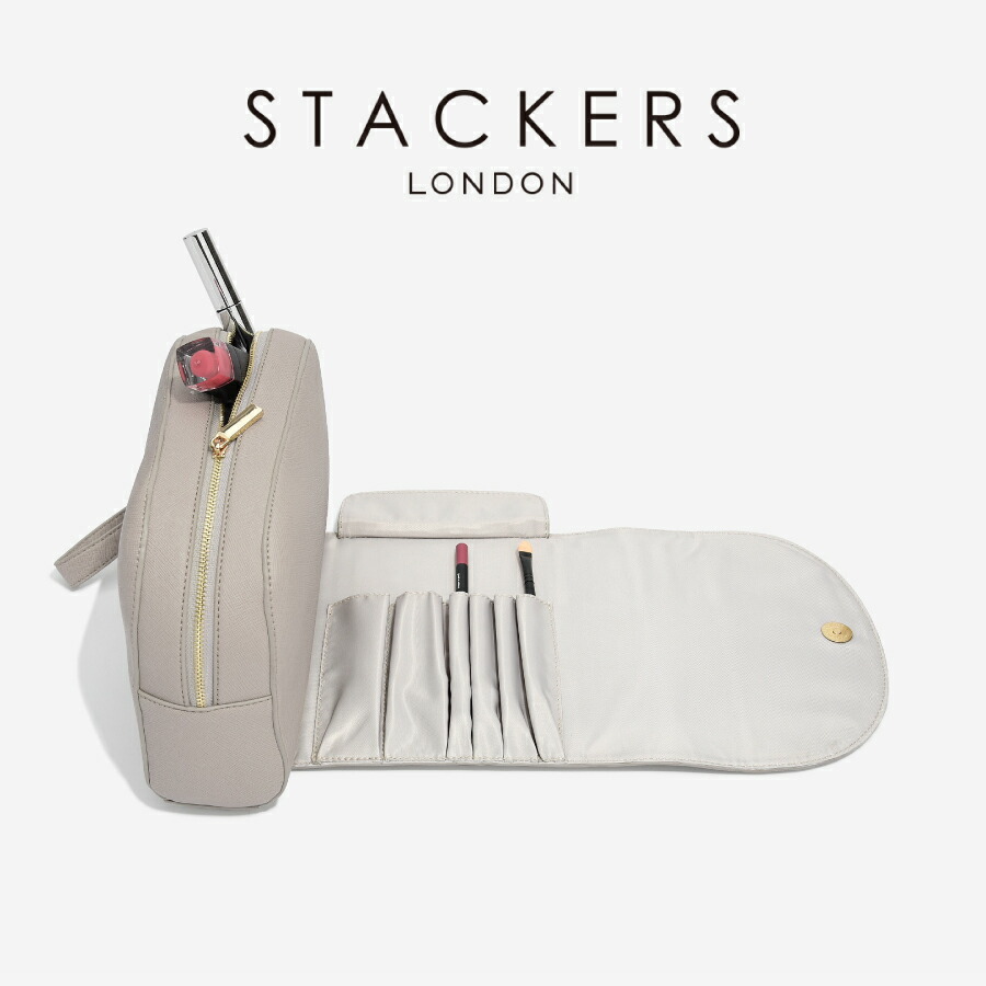 【STACKERS】ラップアラウンド メイク繰り上げる 御徒面子 Wrap Around Makeup Bag トープ グレージュ Taupe スタッカーズ 連合王国 英国の首都