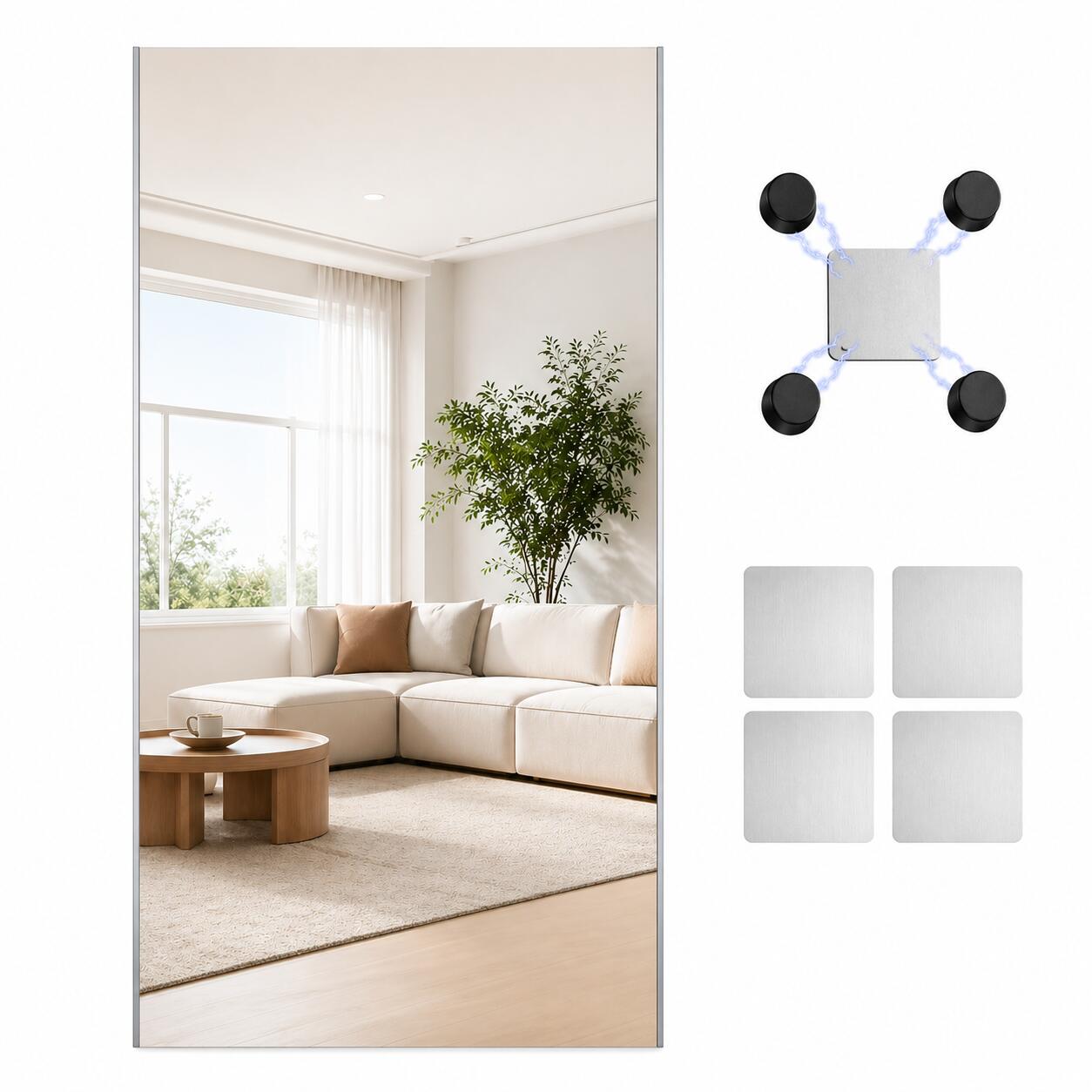 【百貨店SALE 継続期間★P20倍】lalaspace 割れない鏡 磁石銀鏡 五体 姿見 幅100cm×高さ160糎 飾りもの 軽さ 馬鹿でかい われない 防災 脈動打つ手 固定ディスク写真フィルム 金属元素お皿付き添い人 原則として的な壁にも相応う 壁＆入り口・入口＆ドアー
