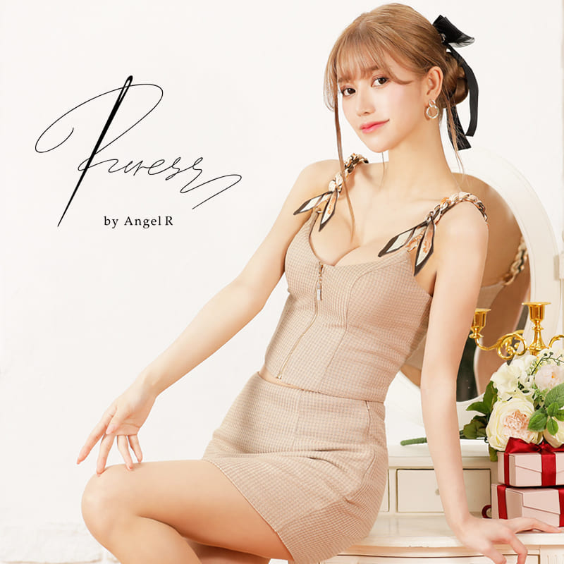PURESS ピュアレス キャバドレス ドレス ps302307 ショルダー スカーフ フロントファスナー セパレート ミニ 送料無料 ミニドレス キャバクラ キャバ嬢 スリット ブランド ラウンジ 女子会 結婚式 二次会 発表会 セクシー ワンピ ストレッチ ノースリーブ
