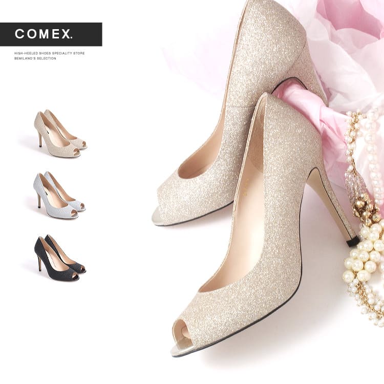 コメックス COMEX オープントゥ パンプス (9cmヒール) 送料無料 レディース 女性 可愛い ヒール かわいい ピンヒール ハイヒール ローヒール 歩きやすい キャバ嬢 靴 キャバ ヒール フォーマル パーティー ミュール コスプレ 結婚式 二次会 演奏会 シンプル 無地 キャバクラ