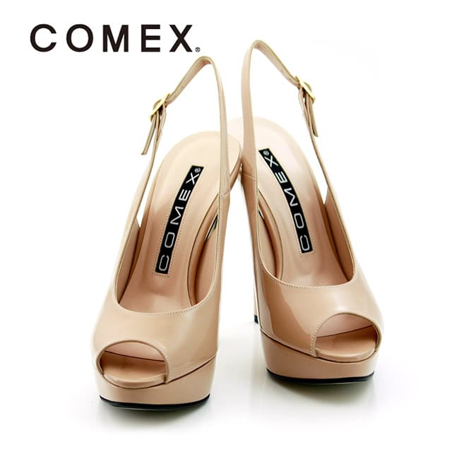 Comex コメックス オープントゥ パンプス ベージュ 13cmヒール 送料無料 レディース 女性 可愛い ヒール かわいい おしゃれ 歩きやすい 痛く ない キャバ フォーマル パーティー ミュール 美脚 コスプレ 結婚式 二次会 演奏会 ピンヒール ブランド エナメル 無地 疲れない