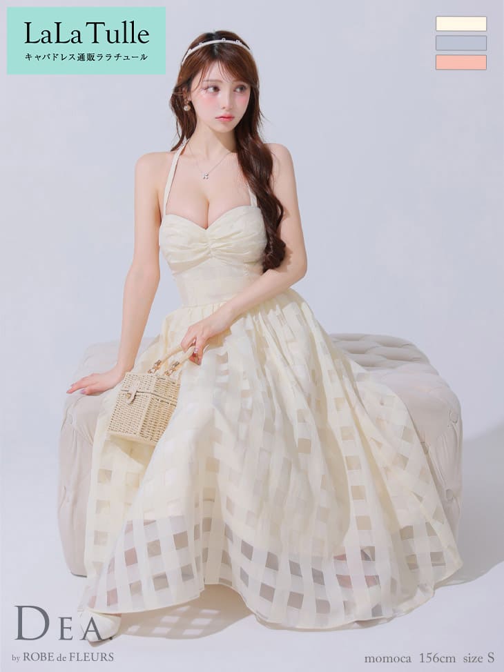 キャバドレス DEA by ROBE de FLEURS サテン ロング ワンピース 春 S～Lサイズ レディース 大きいサイズ キャバ ドレス キャバ嬢 キャバクラ セクシー 上品 キャミソール Aライン 袖 谷間見せ 結婚式 ピンク ディア バイ ローブドフルール 送料無料 de3784｜LaLaTulle【ララチュール】