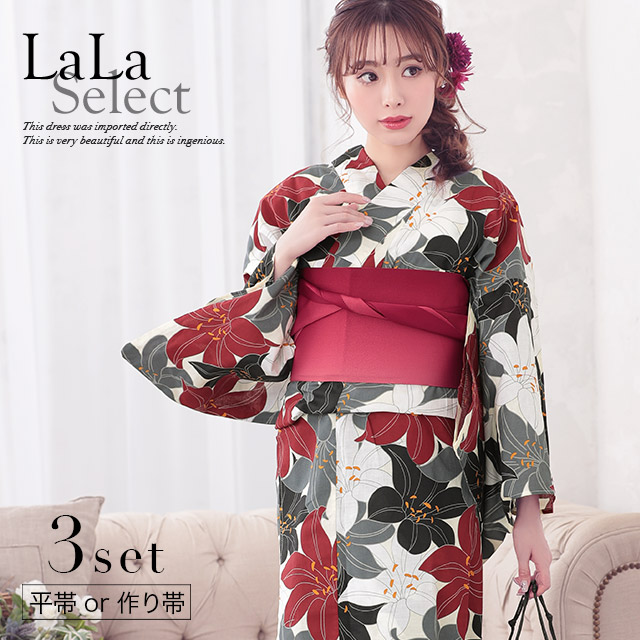 楽天市場】UNSODO LLサイズ ブランド浴衣単品 「白地に赤椿（9U-13