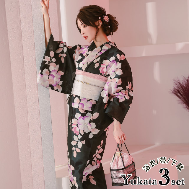 楽天市場】浴衣 3点セット [浴衣+平帯or作り帯+下駄] レディース