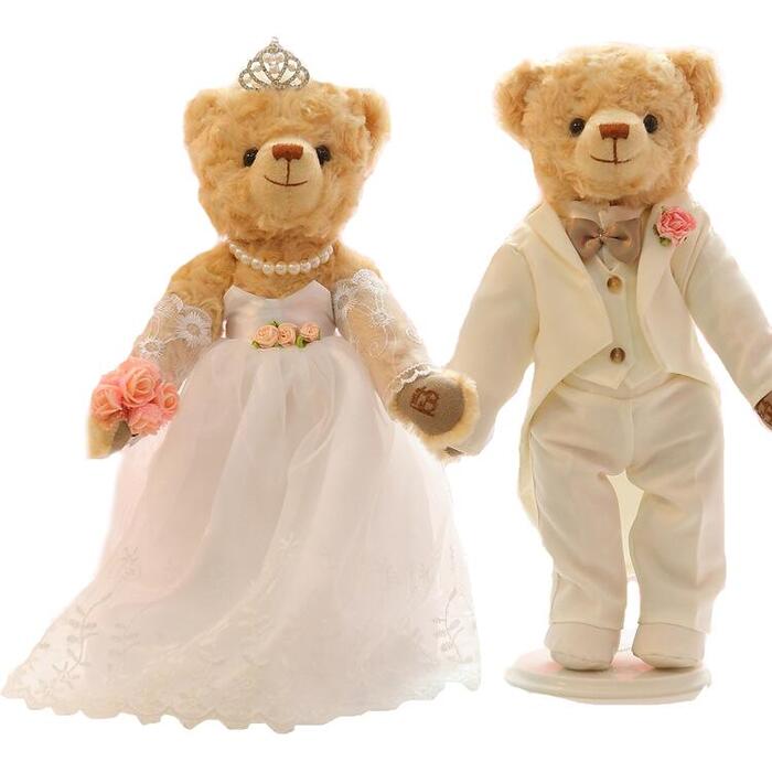 送料無料 ぬいぐるみ 白のドレス 結婚パーティ 36センチ 置物に Big ウェルカムドール ウェディングベア 結婚式