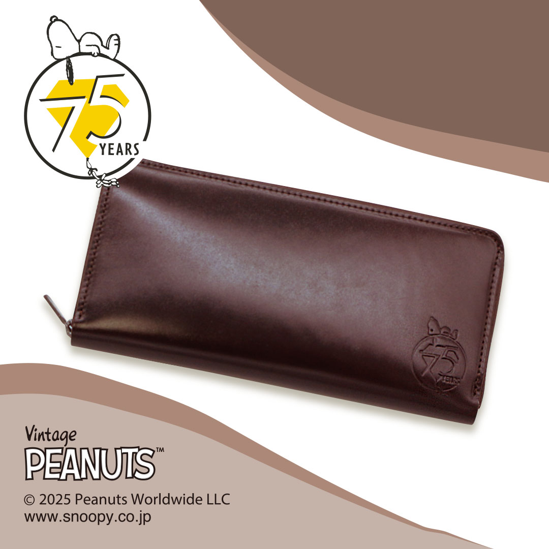 【PEANUTS/SNOOPY】スヌーピー ラウンド長財布【75TH CORDOVAN】［sp-73498］｜ナダヤ【旧ラ・マーレ】店