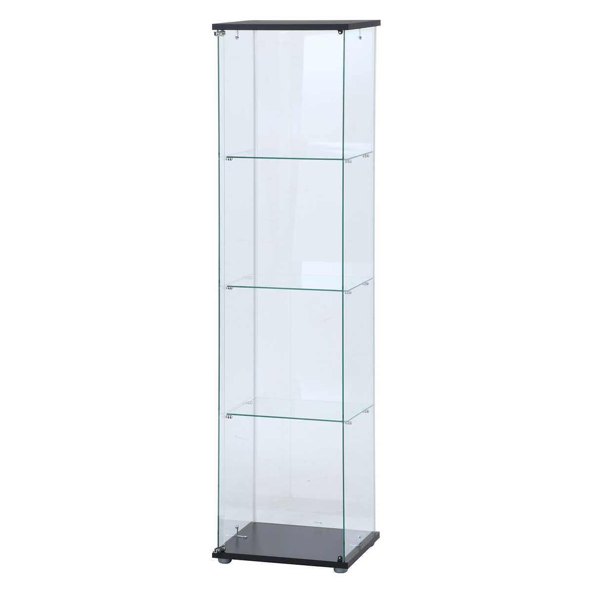 【5月25日限定！最大100％ポイントバック】<BR>不二貿易 ガラスコレクションケース4段 クリア TMG-G130 BK 【メーカー直送・代引不可・置配不可・配送地域限定】