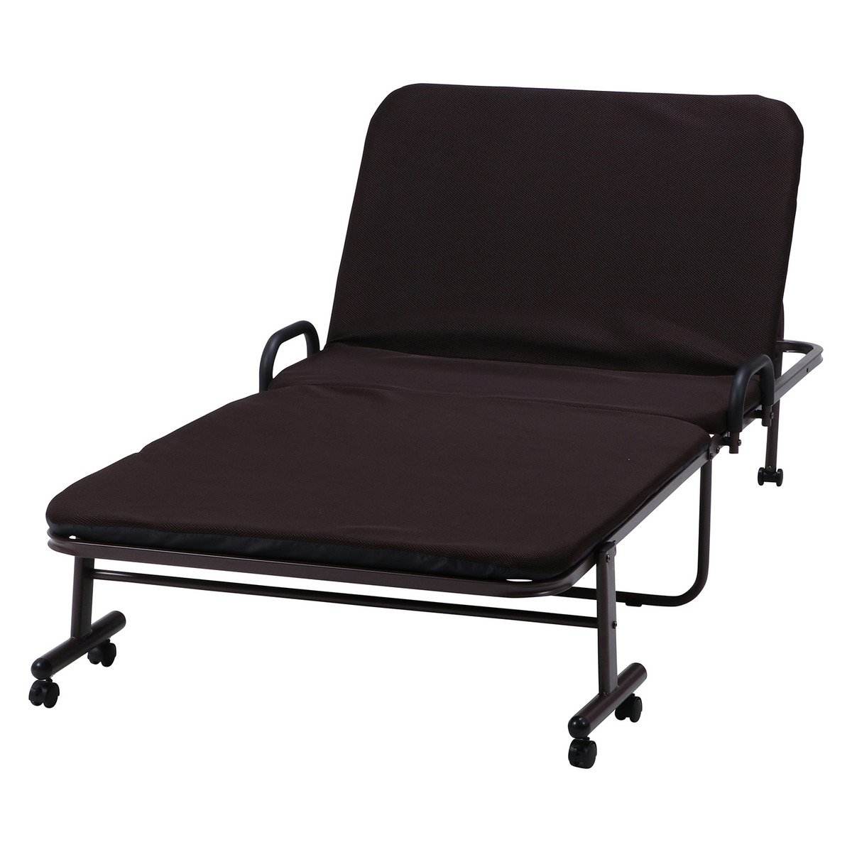 不二貿易 ワンタッチベッド フリーロック42段 高床タイプ KJ-120H-42-BR 【メーカー直送・代引不可・置配不可・配送地域限定】