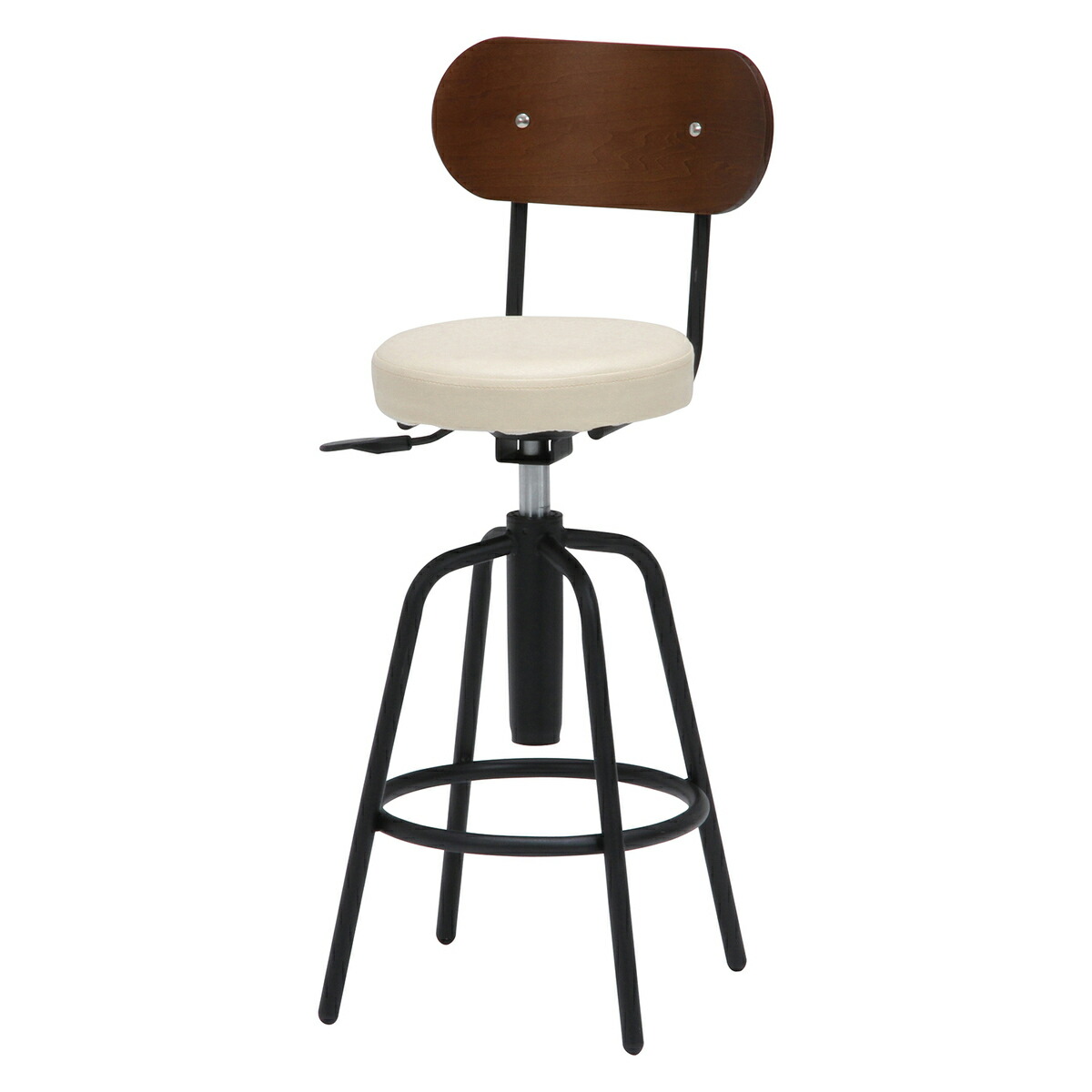 楽天市場】不二貿易 15186 バースツール背付 HK-61201IV アイボリー