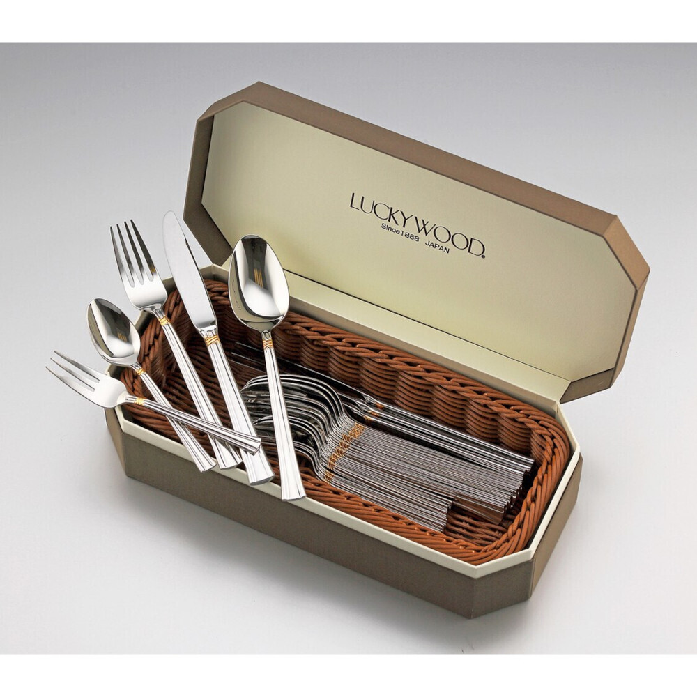 楽天市場】カトラリー セット ラッキーウッド エメラルド・金彩 12pc