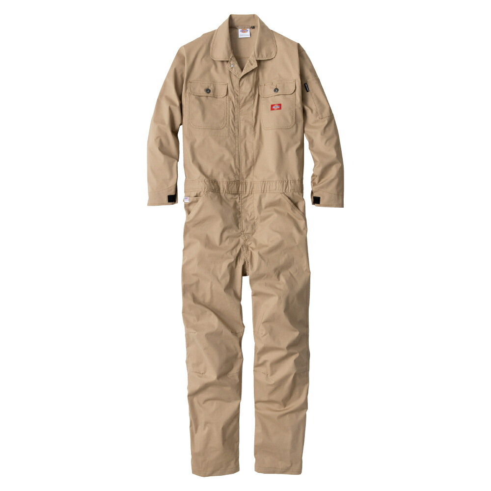 ディッキーズ Dickies ストレッチCVC長袖ツナギ カーキ L D-746