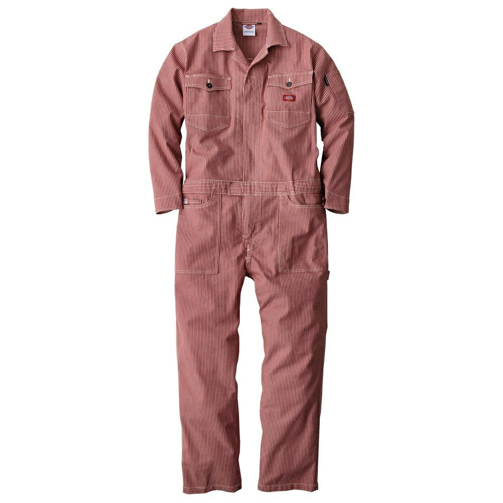 ディッキーズ Dickies ストレッチヒッコリー ツナギ レッド M D-716