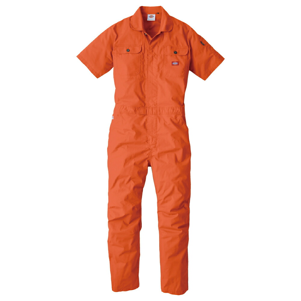 ディッキーズ Dickies ストレッチCVC 半袖ツナギ オレンジ M D-749
