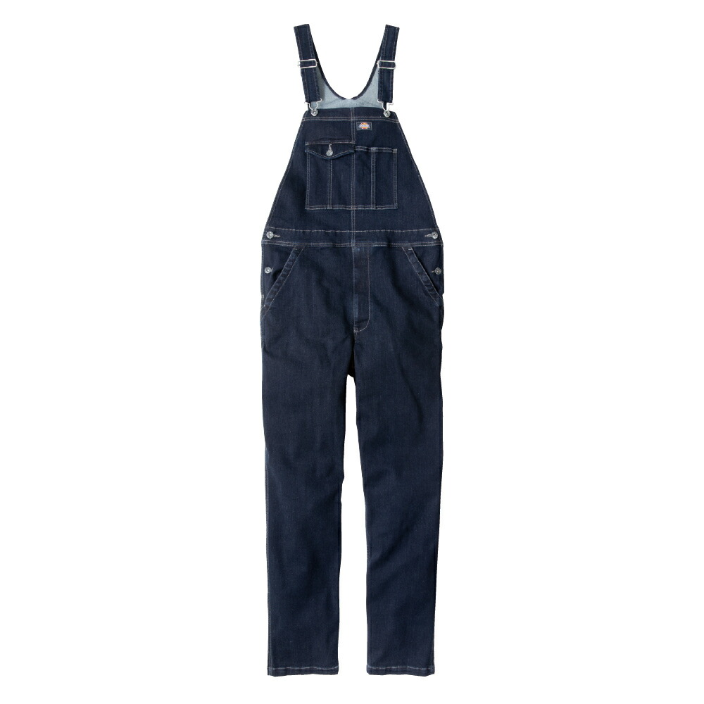 ディッキーズ Dickies ストレッチシルキーデニム オーバーオール インディゴ L D-689