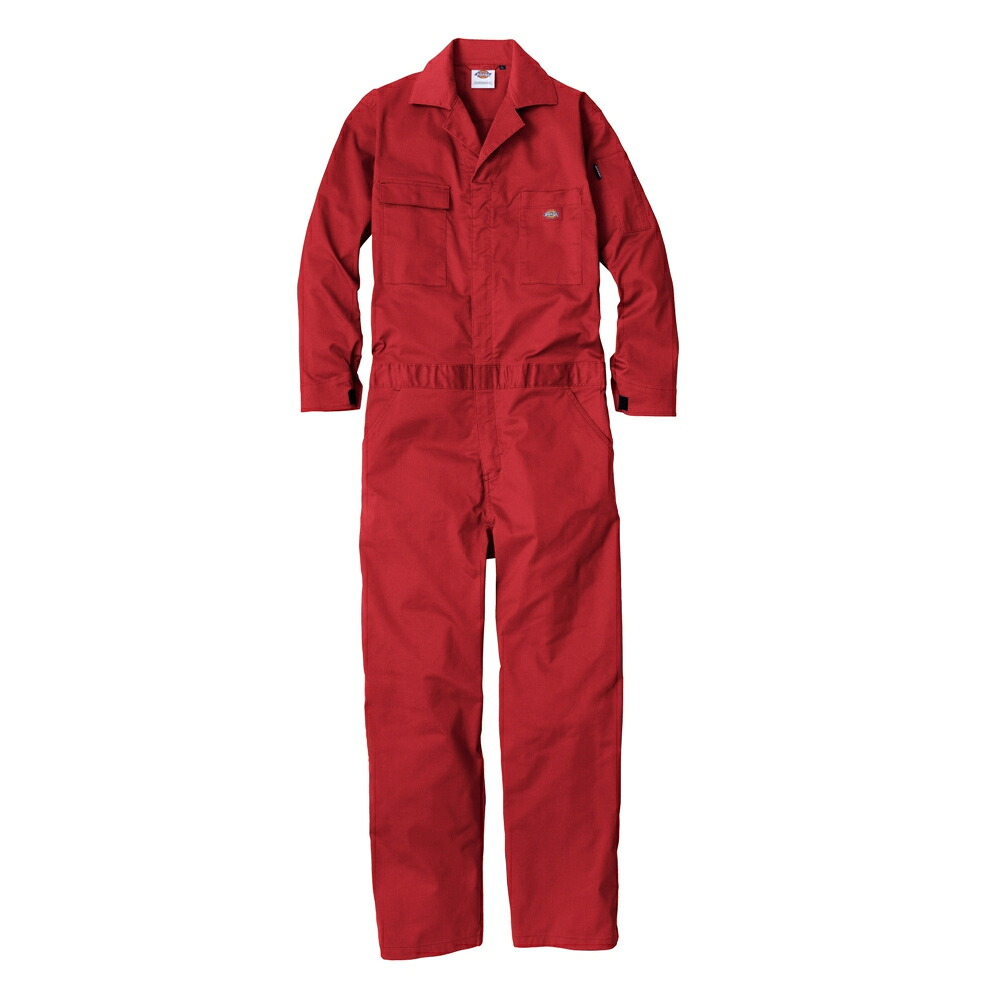 ディッキーズ Dickies T/Cストレッチ ツナギ レッド M D-676