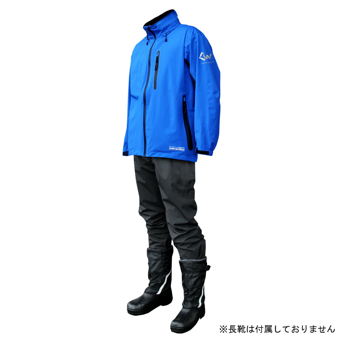 カヴァーワーク レインウェア ストレッチ 3Lサイズ ブルー アクロスレイン 雨具 上下 AG-8000