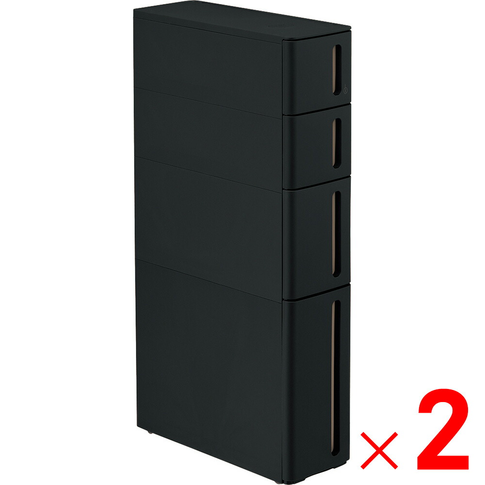 サンカ スリムストッカー ストランティ ドロアーC 黒いこと DC-2101BK ×2個 仕かける売りわたす インテリア・寝具・収納-収納家具-キッチン隙間収納