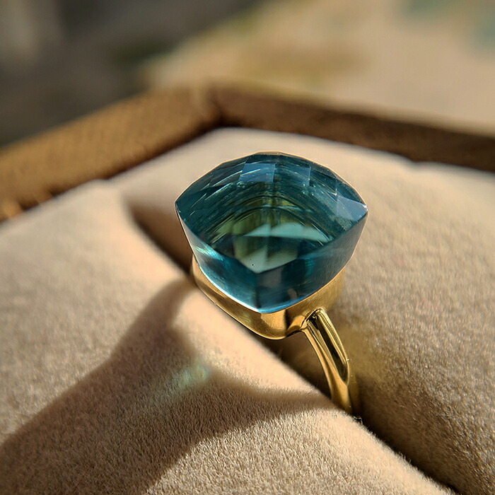 Mimi 天然石 リング 指輪 ロンドンブルークォーツgold シルバー ヌードリング スクエア インドギフト プレゼント パワーストーン ご褒美 ジュエリーシンプル カジュアル 天然石リング カラーストーン ヌードリング スタイリッシュ ブルー｜アクセサリー Olivia
