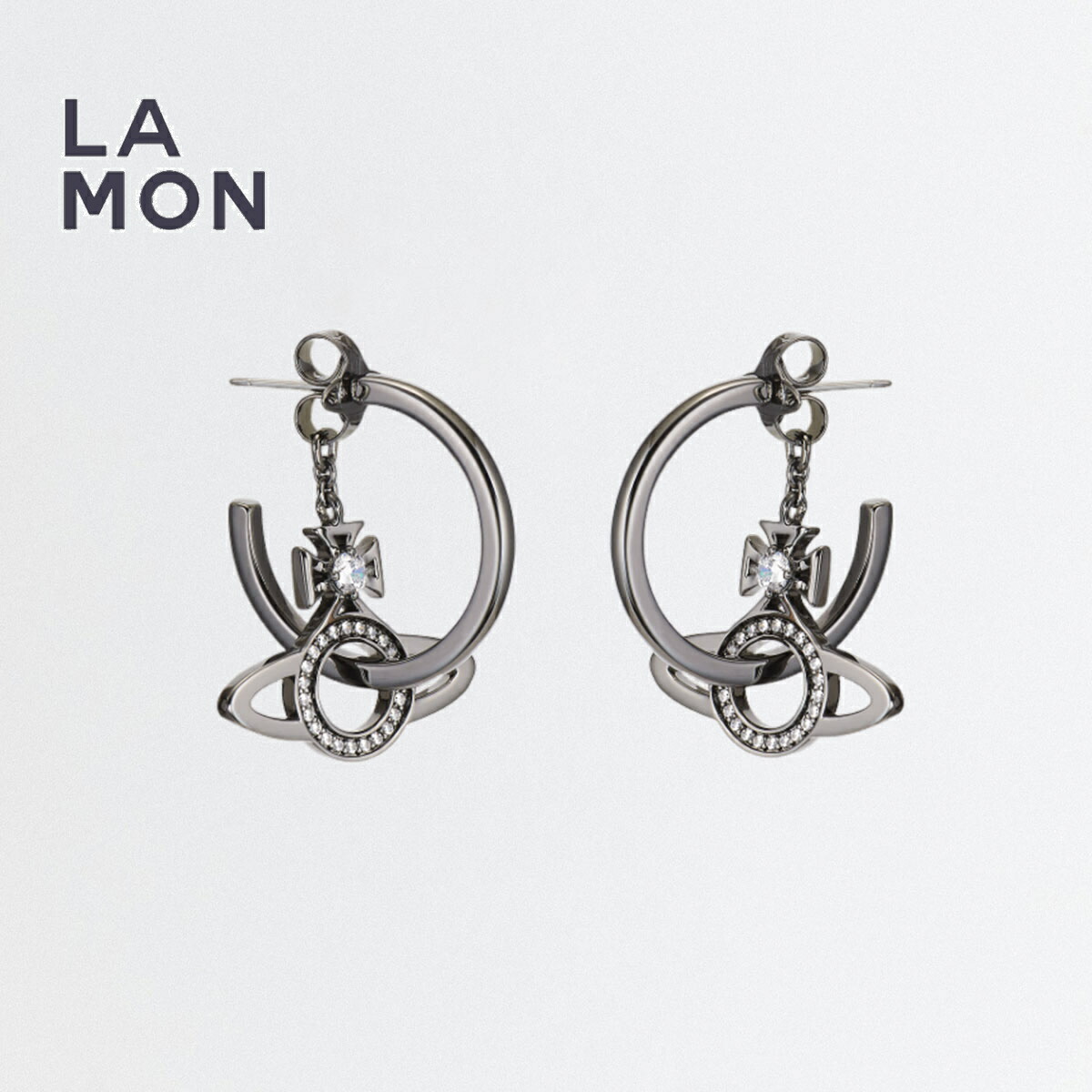 ヴィヴィアン ウエストウッド ピアス Vivienne Westwood MIRANDA EARRINGS メタル ピアス BLACK ブラック系