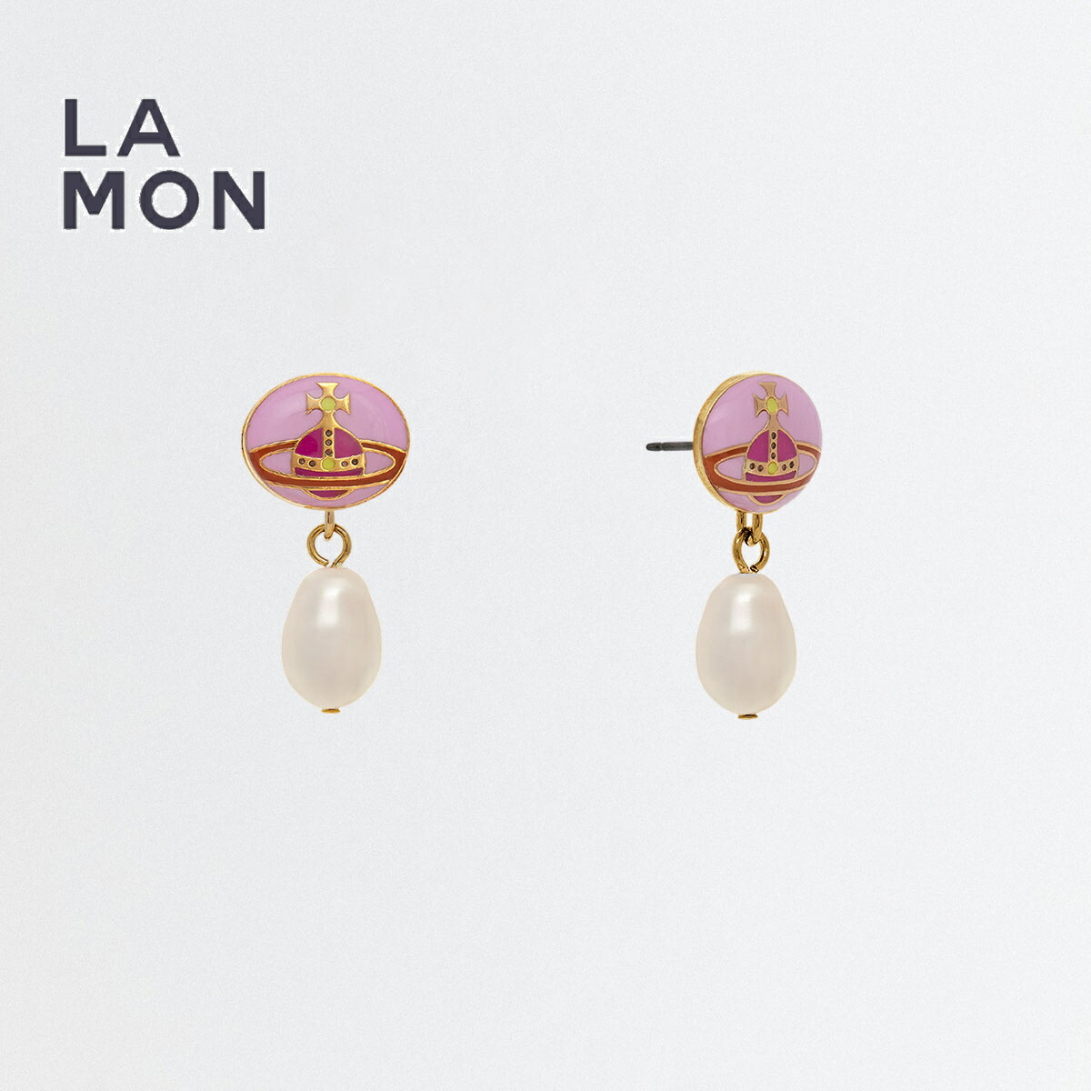 ヴィヴィアン ウエストウッド ピアス Vivienne Westwood LOELIA DROP EARRINGS メタル ピアス PINK/GOLD ピンク/ゴールド系|LAMONBOUTIQUE店