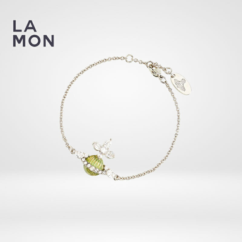 ヴィヴィアン ウエストウッド ブレスレット Vivienne Westwood Mireille BRACELET メタル クリスタル ブレスレット SILVER/GREEN シルバー/グリーン系
