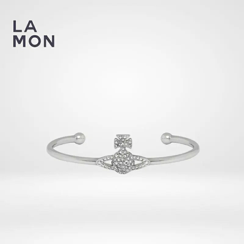 ヴィヴィアン ウエストウッド ブレスレット Vivienne Westwood Grace Bas Relief Open Bangle メタル クリスタル ブレスレット SILVER シルバー系｜LAMONBOUTIQUE店