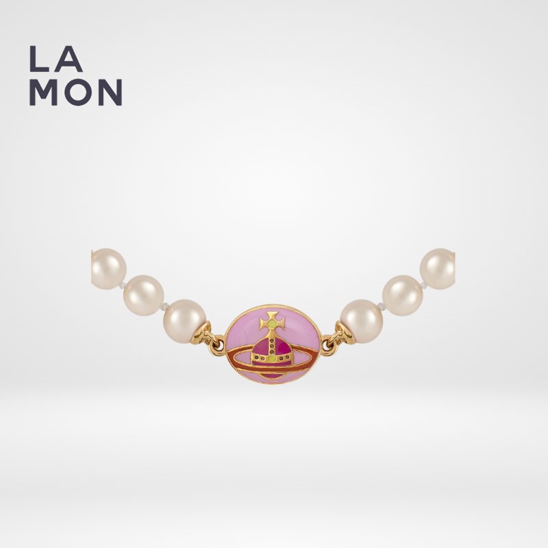 ヴィヴィアン ウエストウッド ネックレス Vivienne Westwood LOELIA NECKLACE メタル スワロフスキー グラス パール ネックレス GOLD/PINK/RED ゴールド/ピンク/レッド系