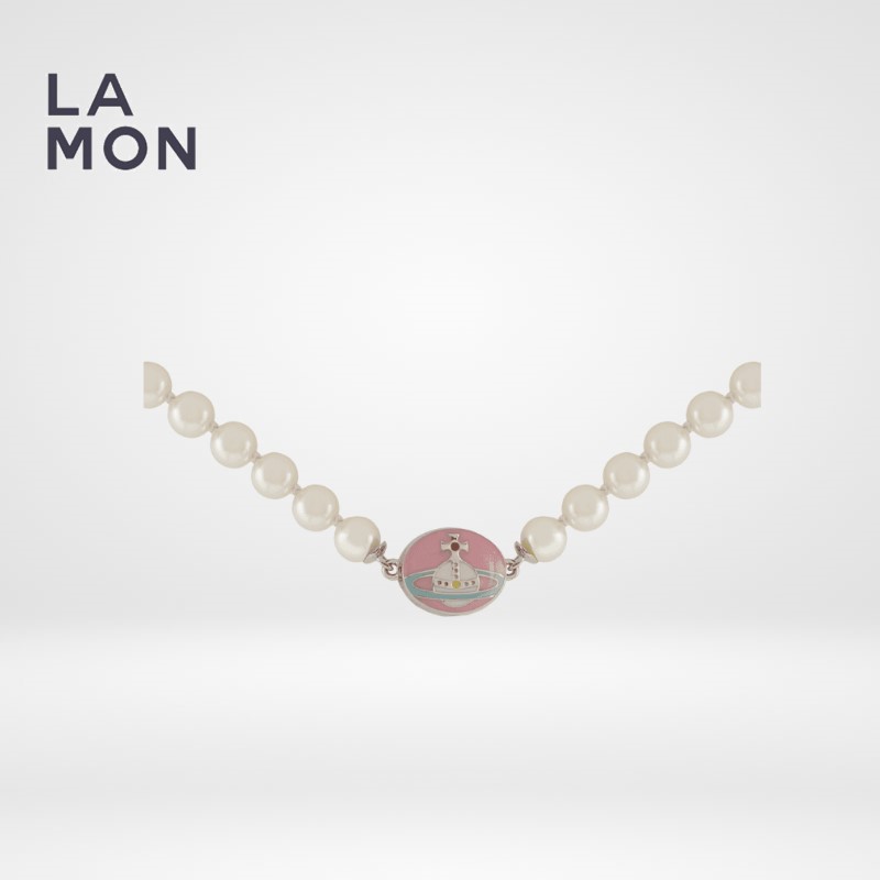 ヴィヴィアン ウエストウッド ネックレス Vivienne Westwood LOELIA NECKLACE メタル スワロフスキー グラス パール ネックレス SILVER/PINK シルバー/ピンク系