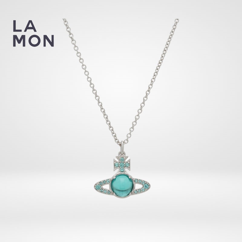 ヴィヴィアン ウエストウッド ネックレス Vivienne Westwood PETULLA PENDANT メタル ネックレス SILVER/GREEN シルバー/グリーン系｜LAMONBOUTIQUE店