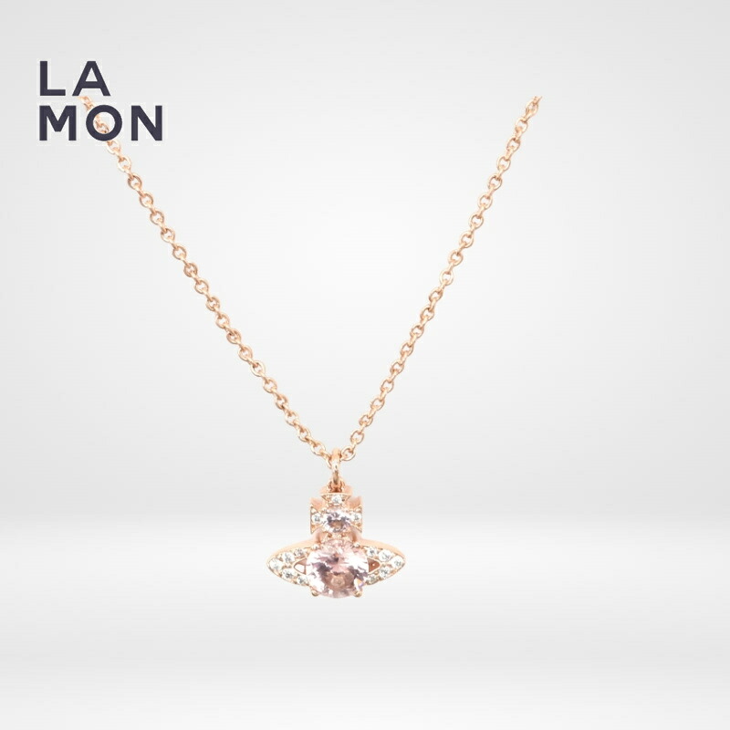 ヴィヴィアン ウエストウッド ネックレス Vivienne Westwood ISMENE PENDANT メタル クリスタル ネックレス PINK GOLD ピンク ゴールド系