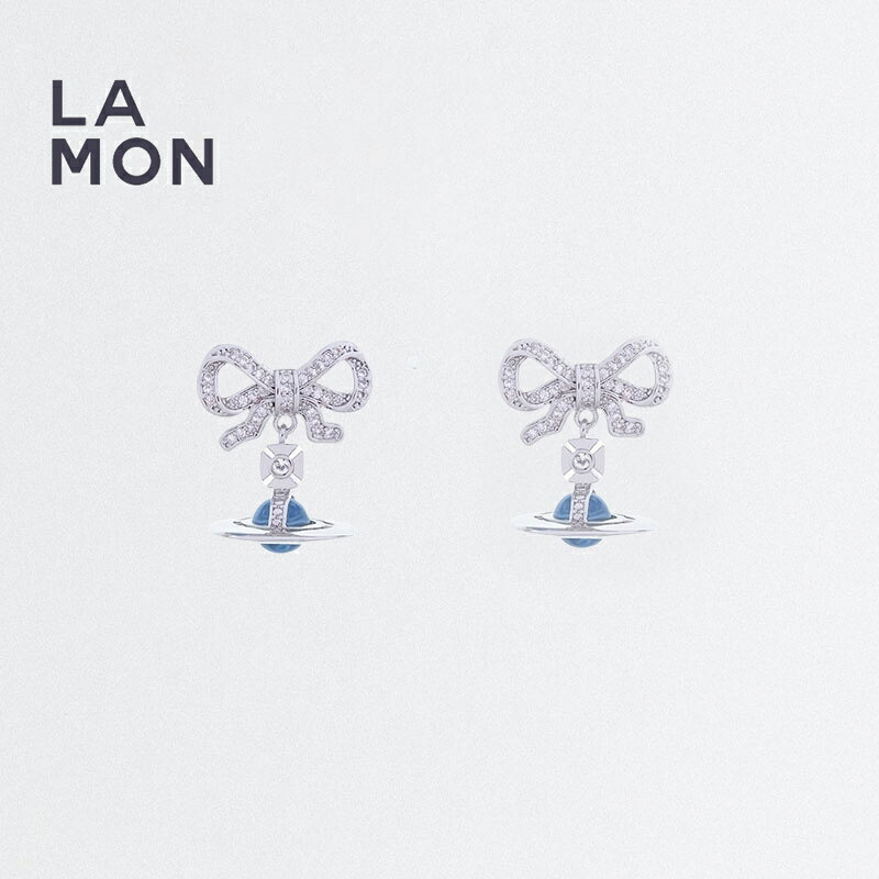 ヴィヴィアン ウエストウッド ピアス Vivienne Westwood OCTAVIE EARRINGS 蝶々結び ピア SILVER/LIGHT BLUE シルバー/ブルー系