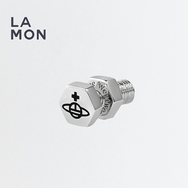 ヴィヴィアン ウエストウッド ピアス Vivienne Westwood Adel Single Stud Earring メタル ピアス Platinum/Black Enamel シルバー系 片耳用