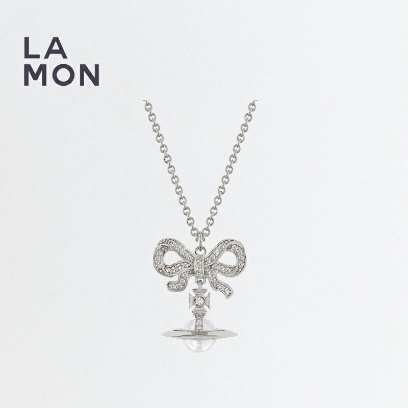 ヴィヴィアン ウエストウッド ネックレス Vivienne Westwood OCTAVIE PENDANT メタル 蝶々結び ネックレス Clear クリアー系